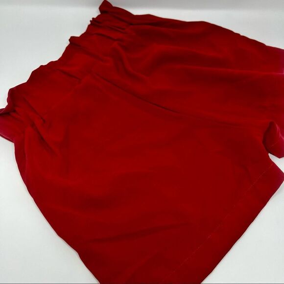 Wine Colored High Waisted Paper Bag Shorts-Medium - Picture 8 of 12